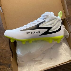 New Balance Girls Lacrosse Cleats- White and Neon Yellow